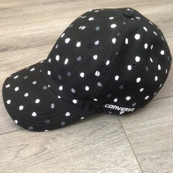 Converse Accessories - Converse All Star Unisex Ball Cap Black Cotton w/White & Grey Polka Dots